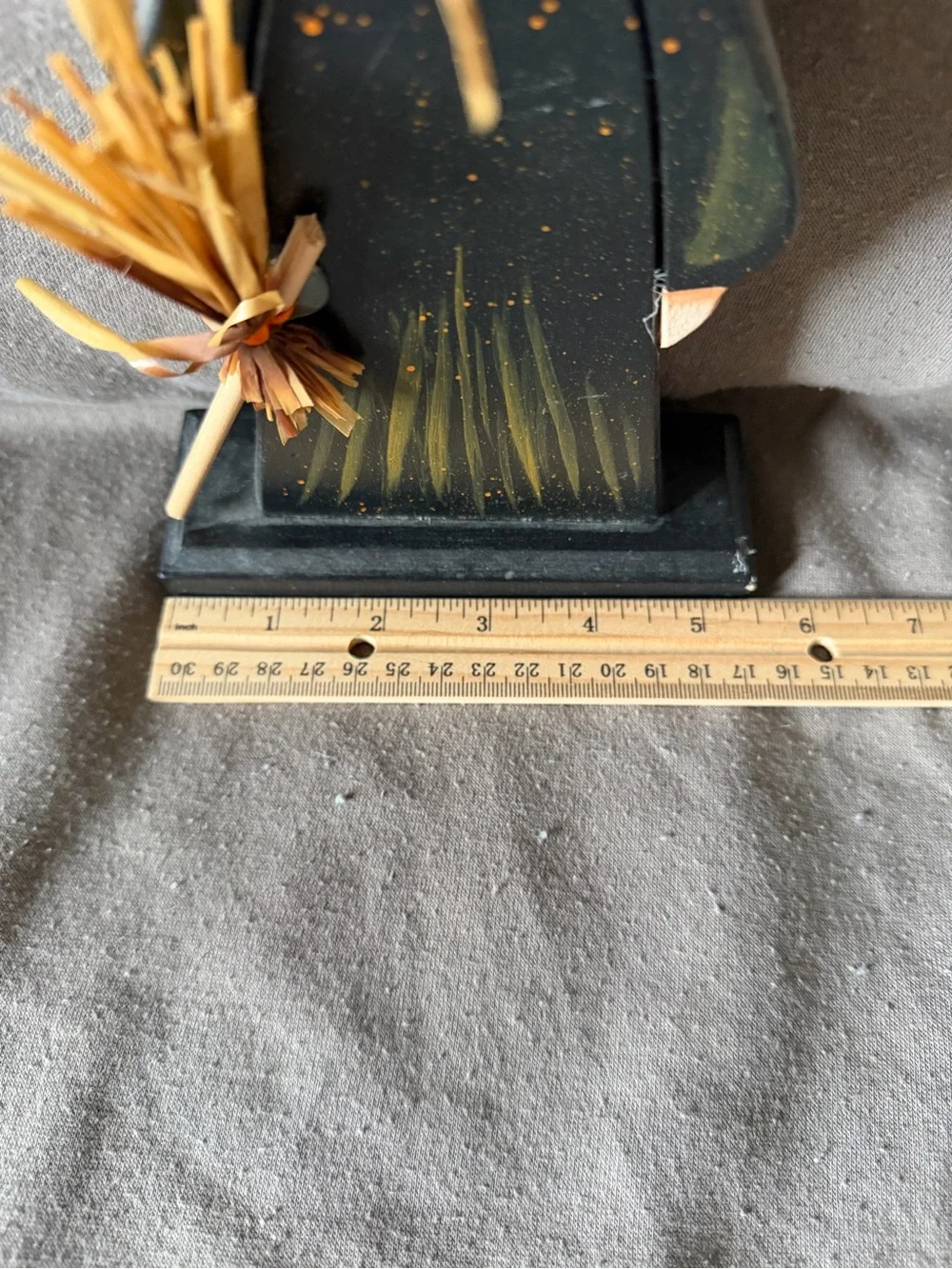 Handpainted Wooden Witch Figurine - Black and Straw